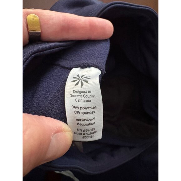 Athleta Wide Leg Utility Fleece Lined Sweatpants in Navy Blue Size Small Tall - Picture 12 of 15